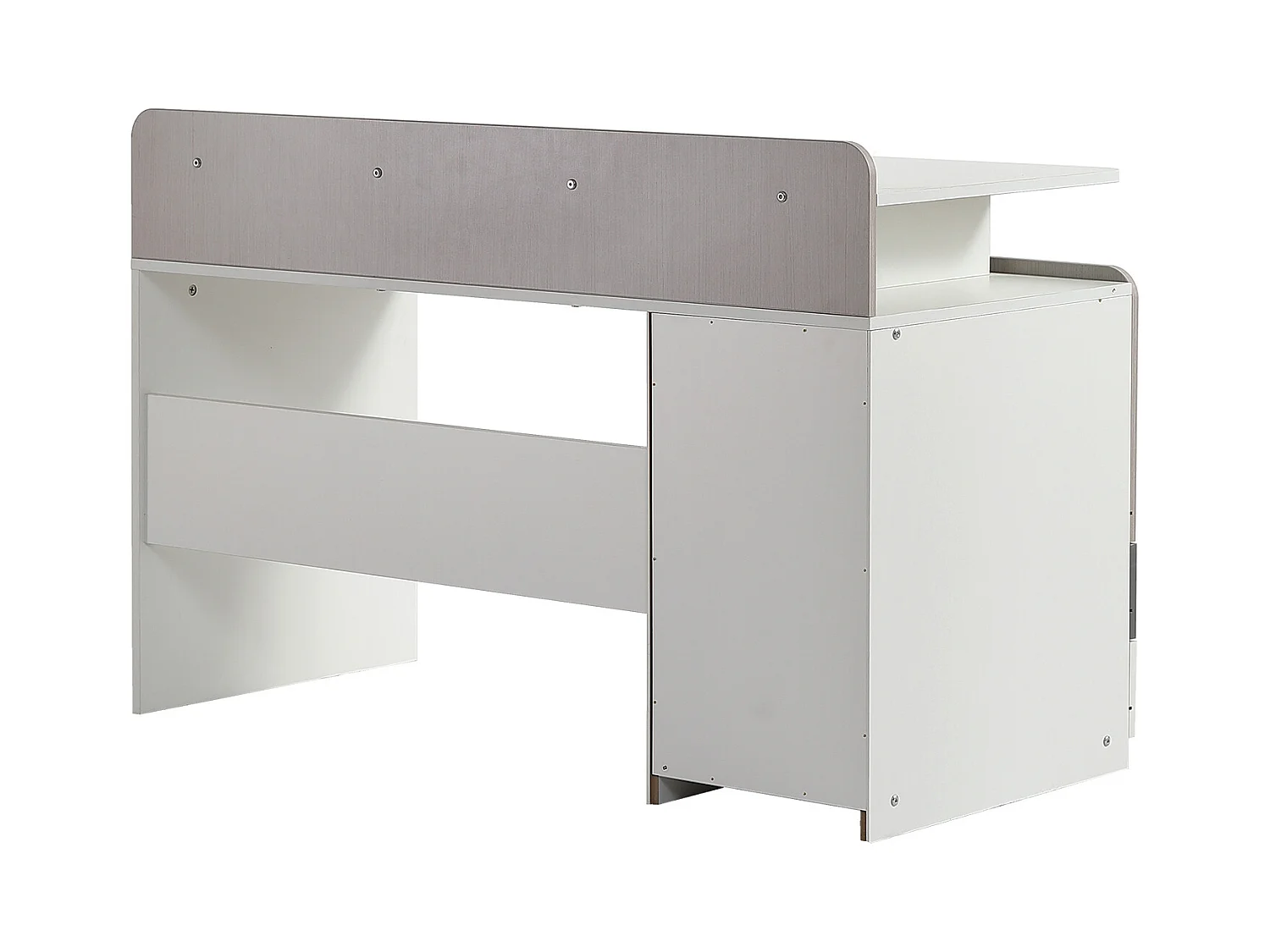 Bureau, studeertafel met 3 laden en 1 vak - MDF hout - wit + lichte iepkleur + grijs (Zonder stoel)