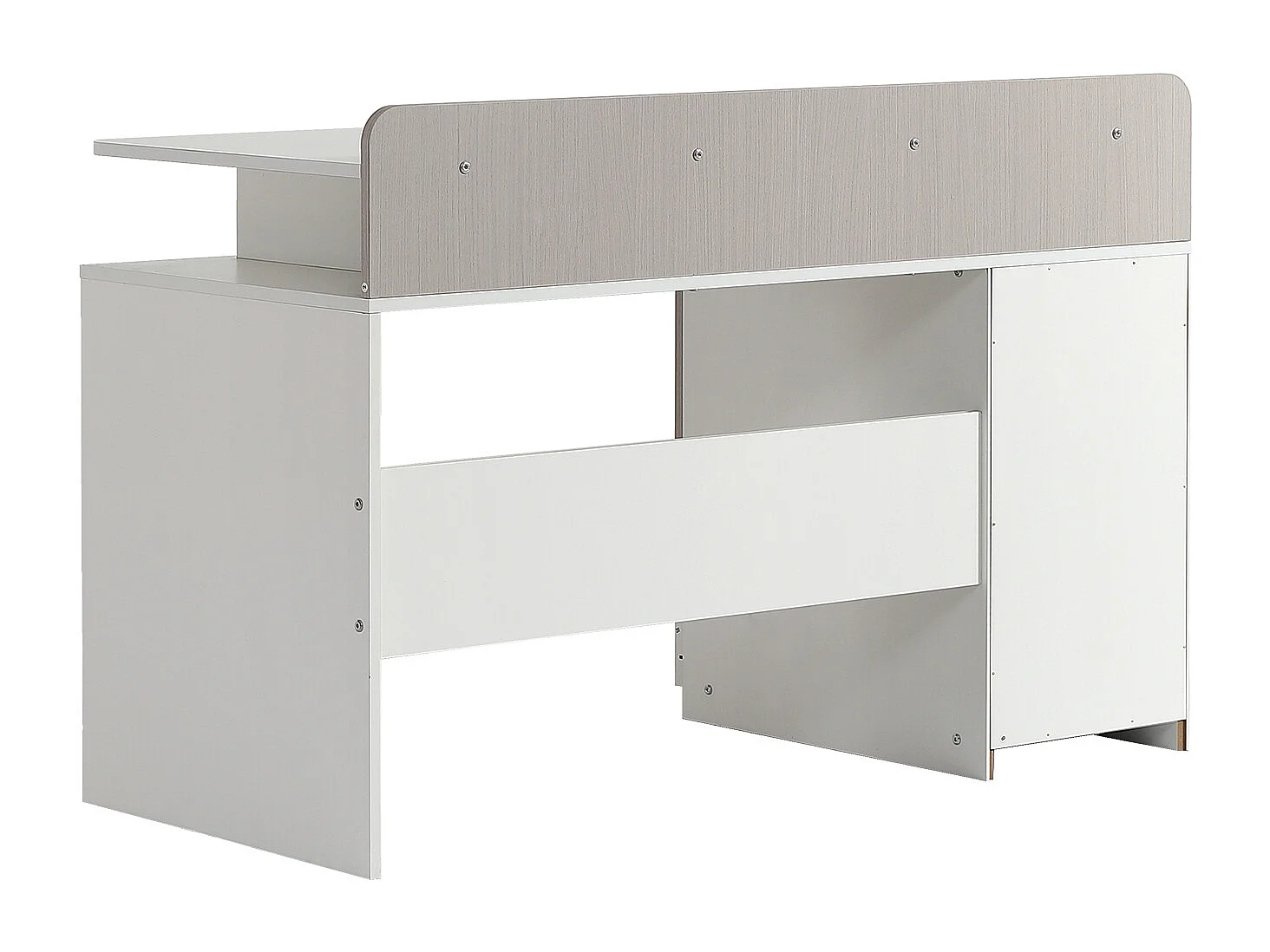 Bureau, table d'étude avec 3 tiroirs et 1 compartiment - bois MDF - blanc + coloris orme clair + gris (Sans chaise)