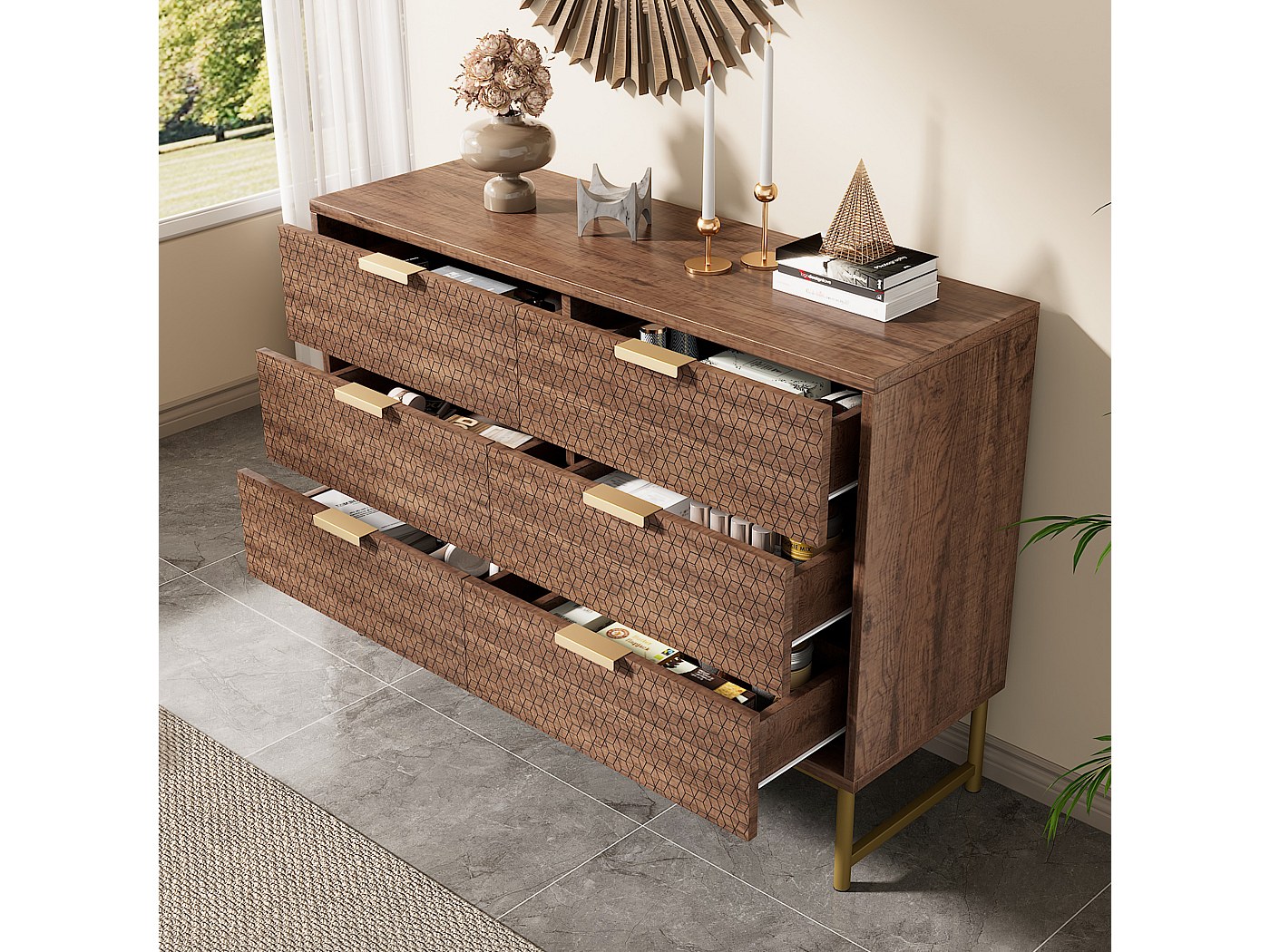 Appendiabiti Autoportante Milano Con Specchio | Metallo, Design Moderno, 175 Cm, Noce