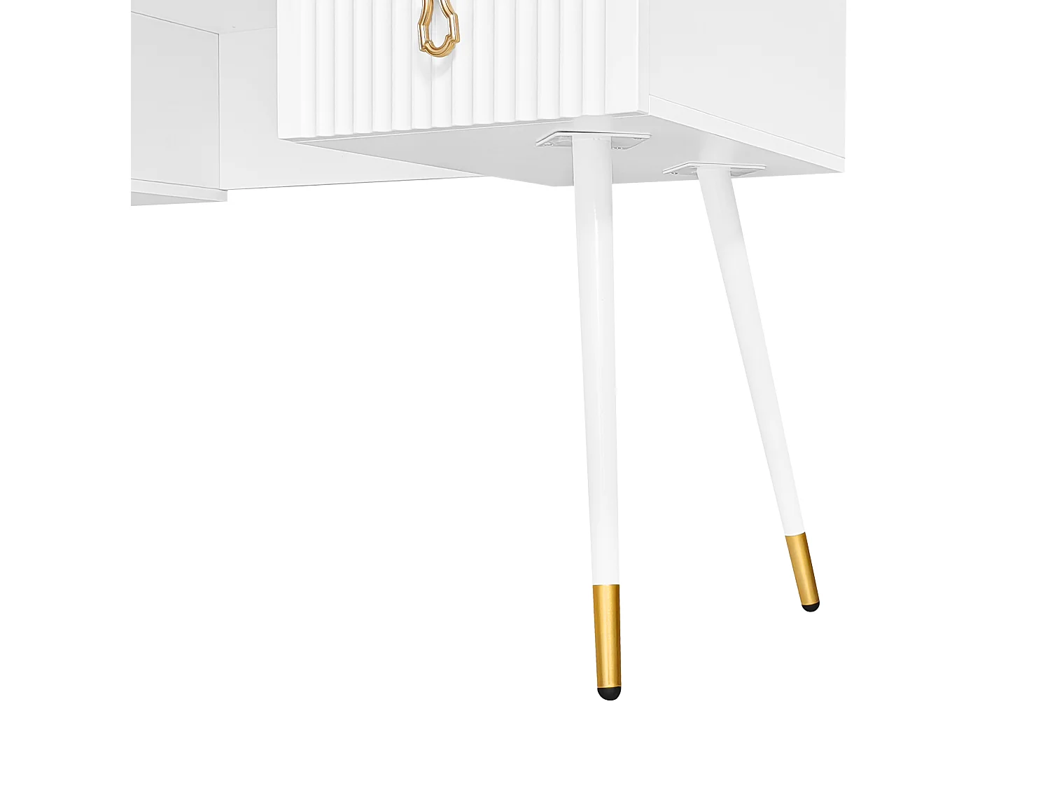 Tocador - 4 cajones y espejo plegable LED ajustable - MDF - Blanco (taburete no incluido)