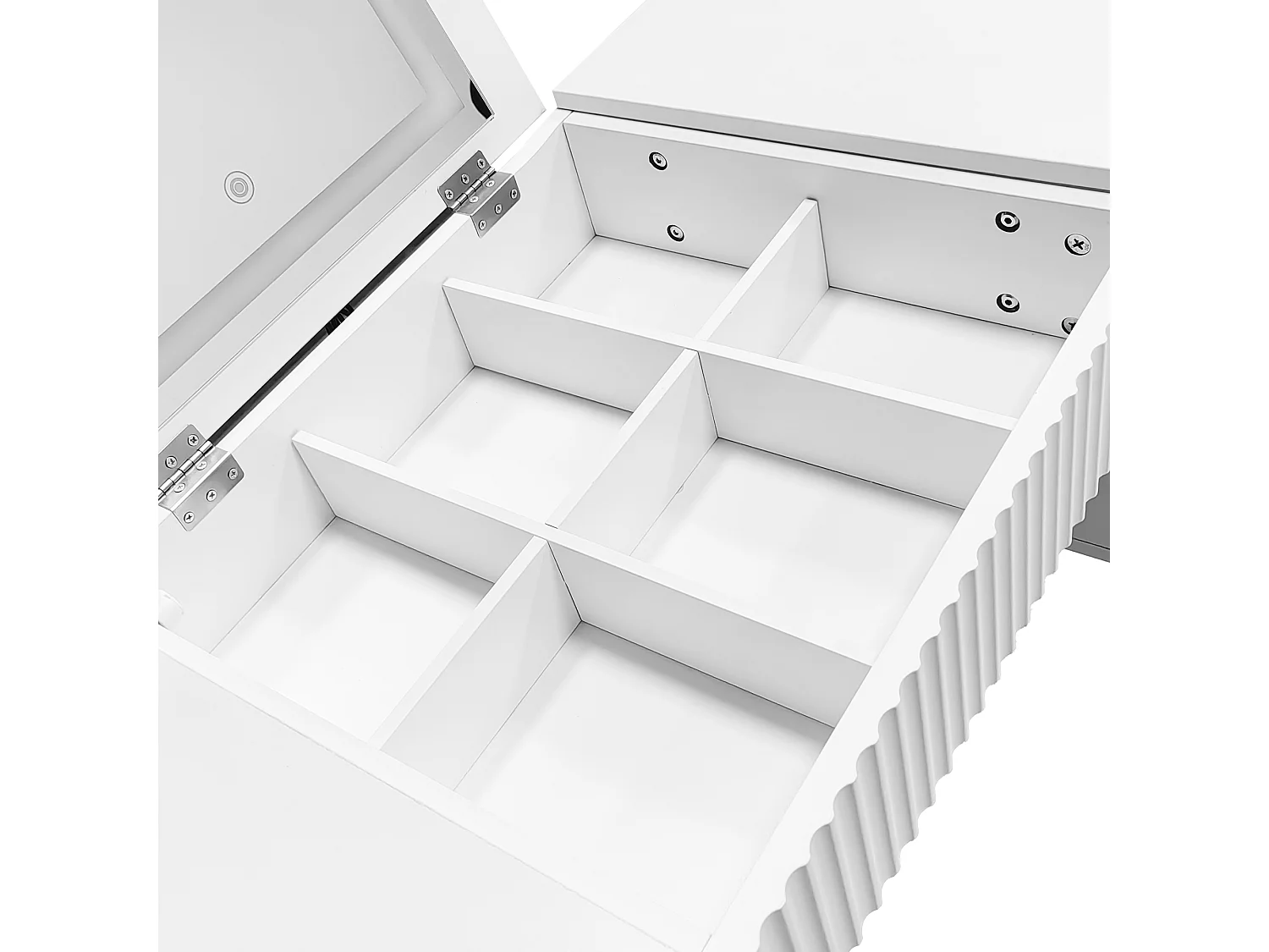 Kaptafel - 4 lades & verstelbare LED inklapbare spiegel - MDF - Wit (kruk niet inbegrepen)