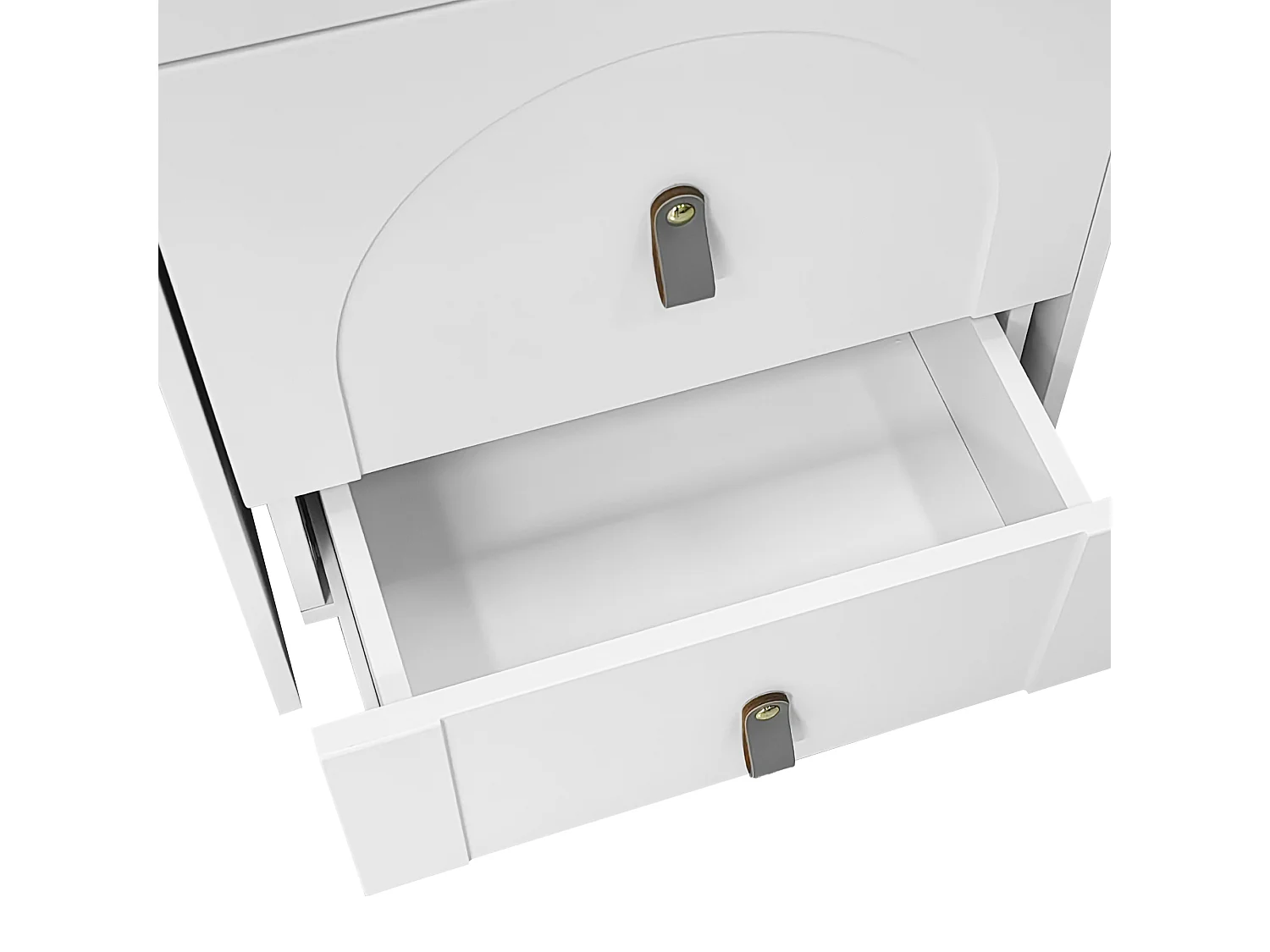 Table de chevet multifonctionnelle - 3 tiroirs & miroir avec LED & siège extractible - MDF - Blanc