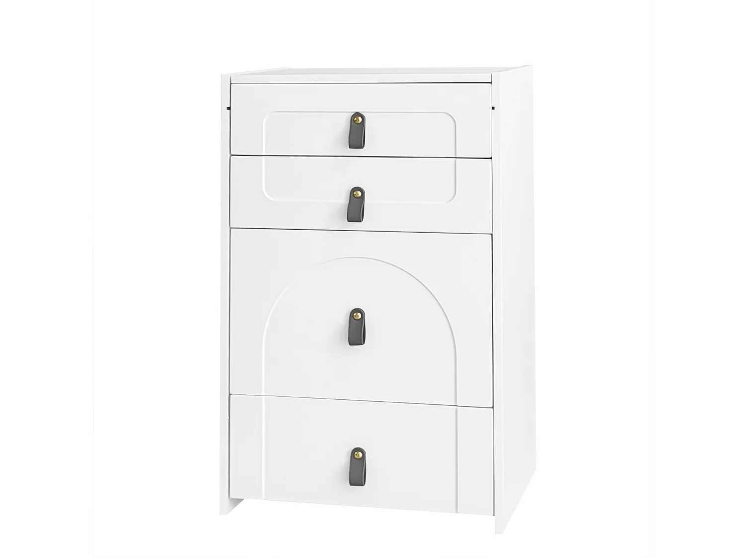 Table de chevet multifonctionnelle - 3 tiroirs & miroir avec LED & siège extractible - MDF - Blanc