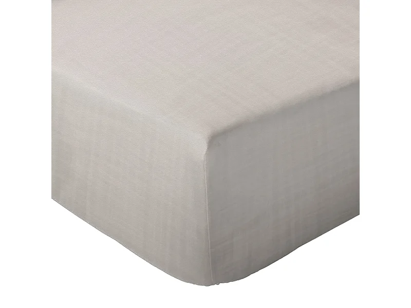 Drap housse MILOS mousseline de coton 160x200 cm bonnet 30 cm uni beige ficelle