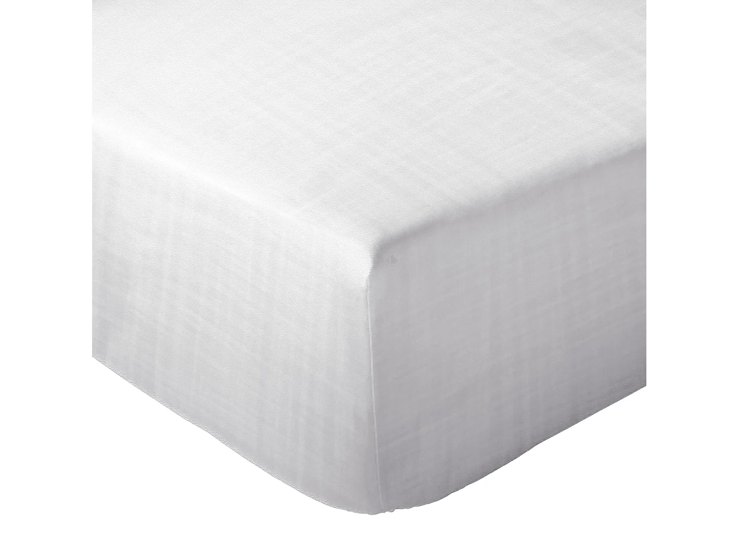 Drap housse MILOS mousseline de coton 160x200 cm bonnet 30 cm uni blanc neige