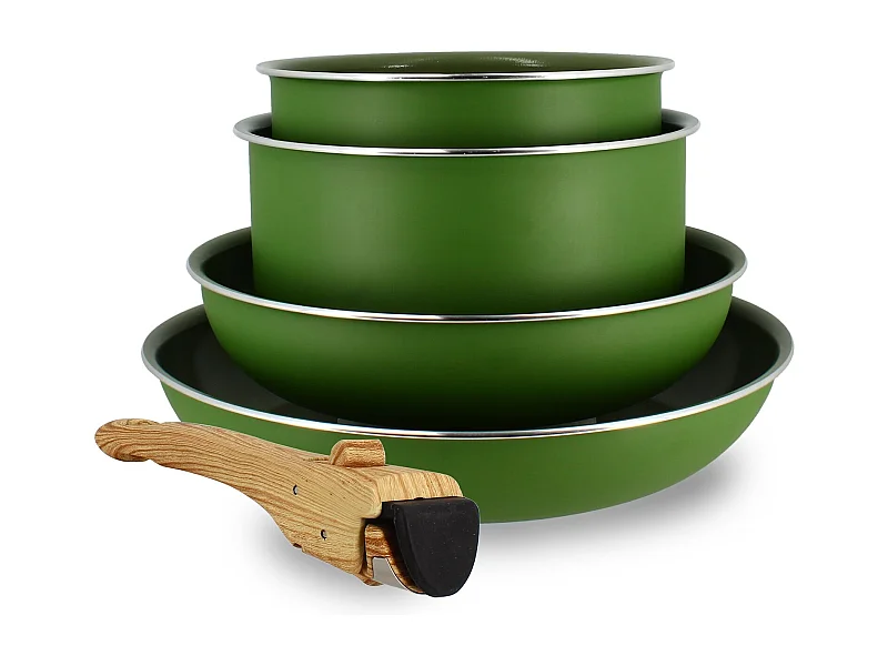Menastyl - Set De 5 Pieces Cuisson En Aluminium Recycle Olive