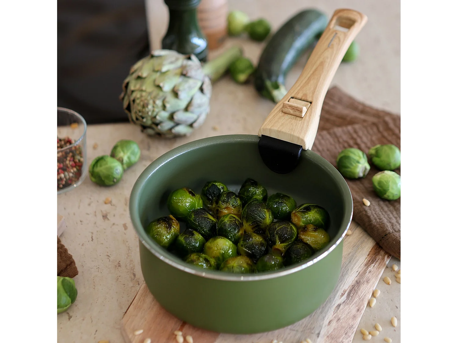 Menastyl - Set De 5 Pieces Cuisson En Aluminium Recycle Olive