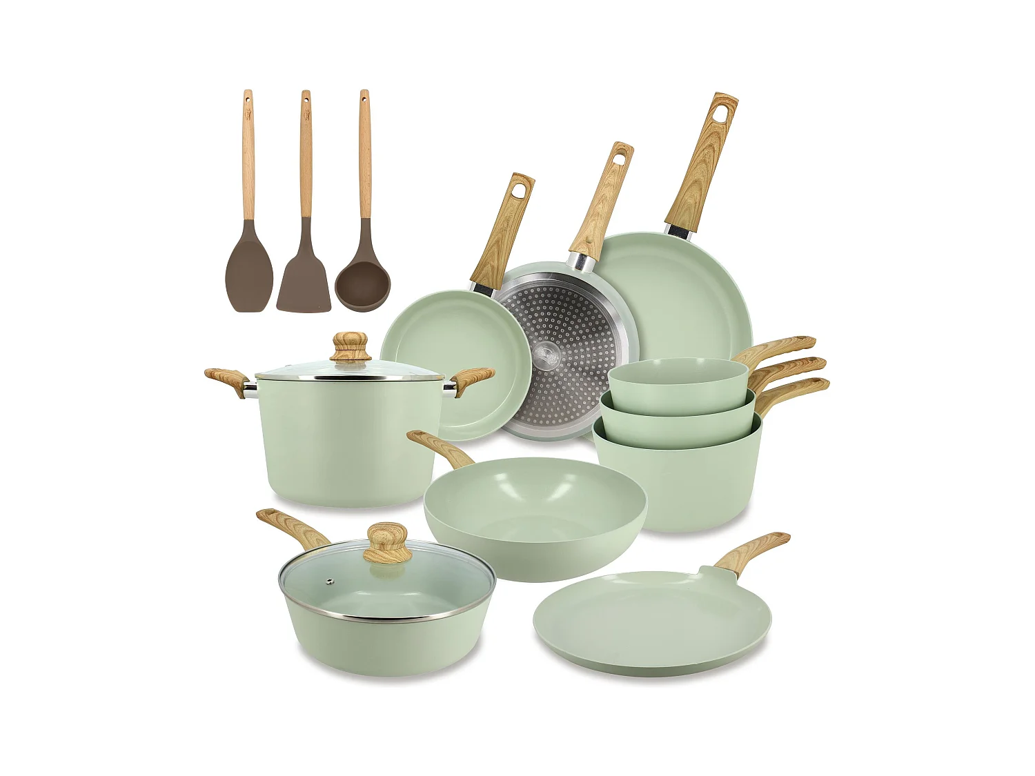 Set 3 poeles triply en acier inoxydable induction 20/24 et 28cm - made in france