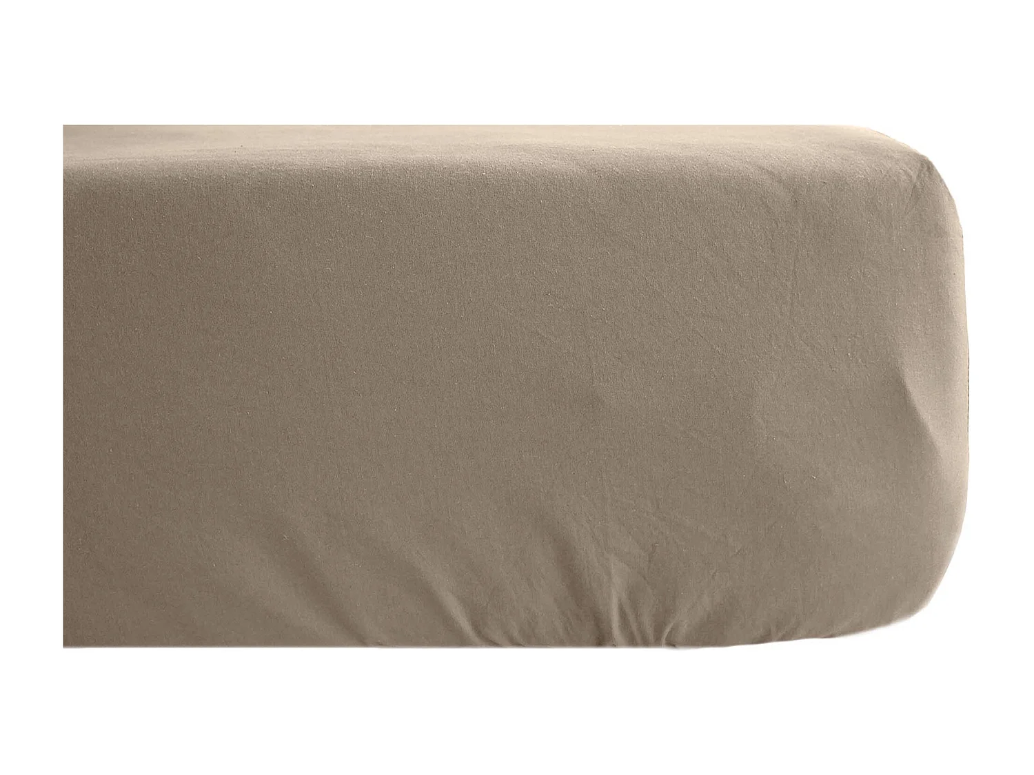 Drap housse PALACE pur coton lavé 90x190 cm bonnet 30 cm uni marron camel