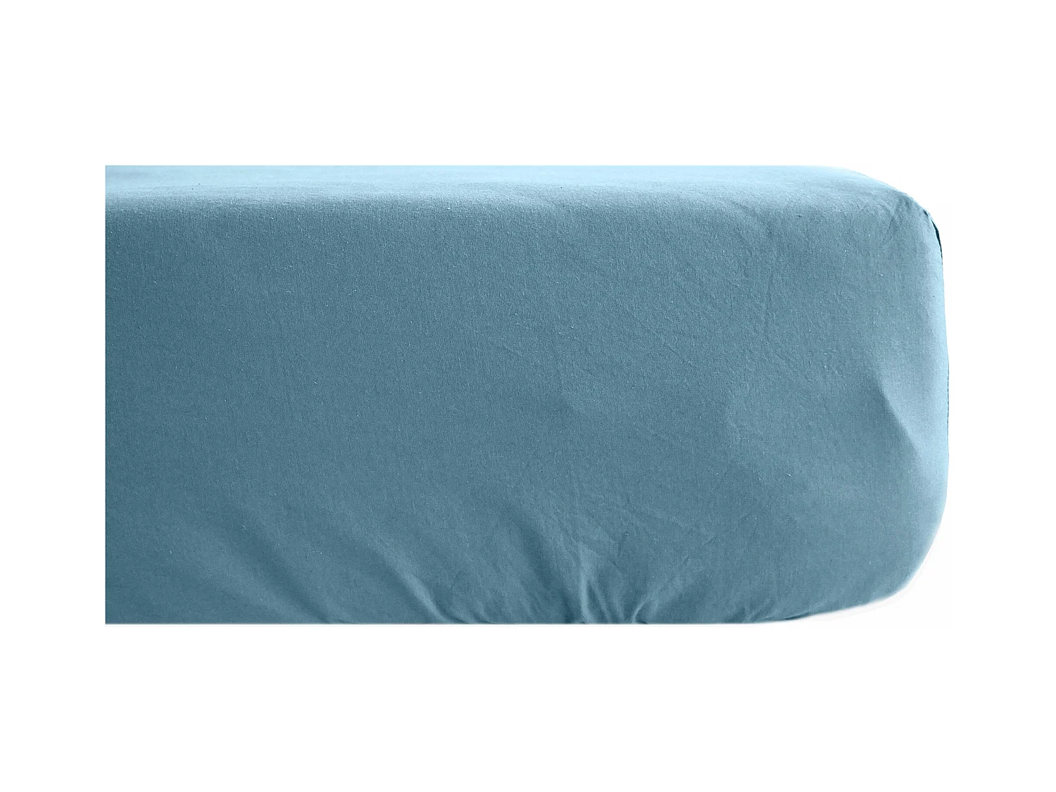 Drap housse 180x200 cm pur coton lavé PALACE bleu topaze