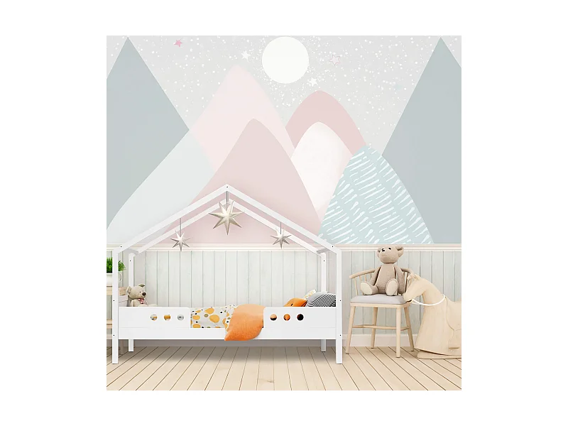 Lit pour Enfants Duhat 151x170x86 Pin Blanc Marron Clair Scandinave