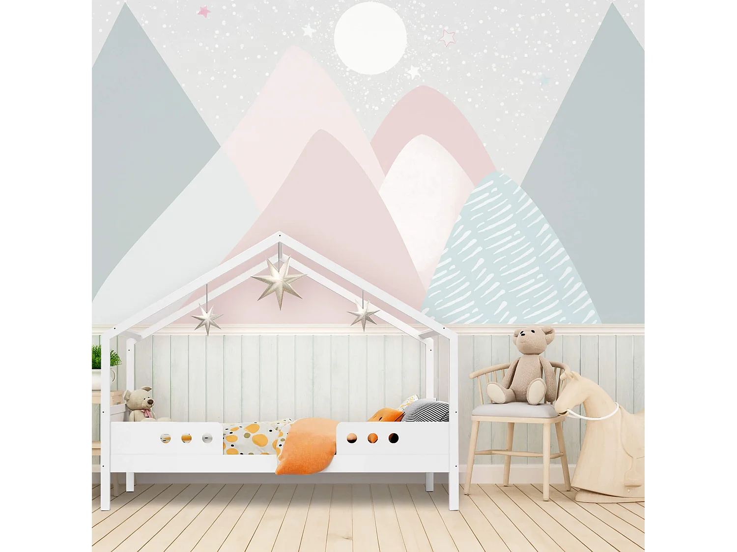 Lit pour Enfants Duhat 151x170x86 Pin Blanc Marron Clair Scandinave