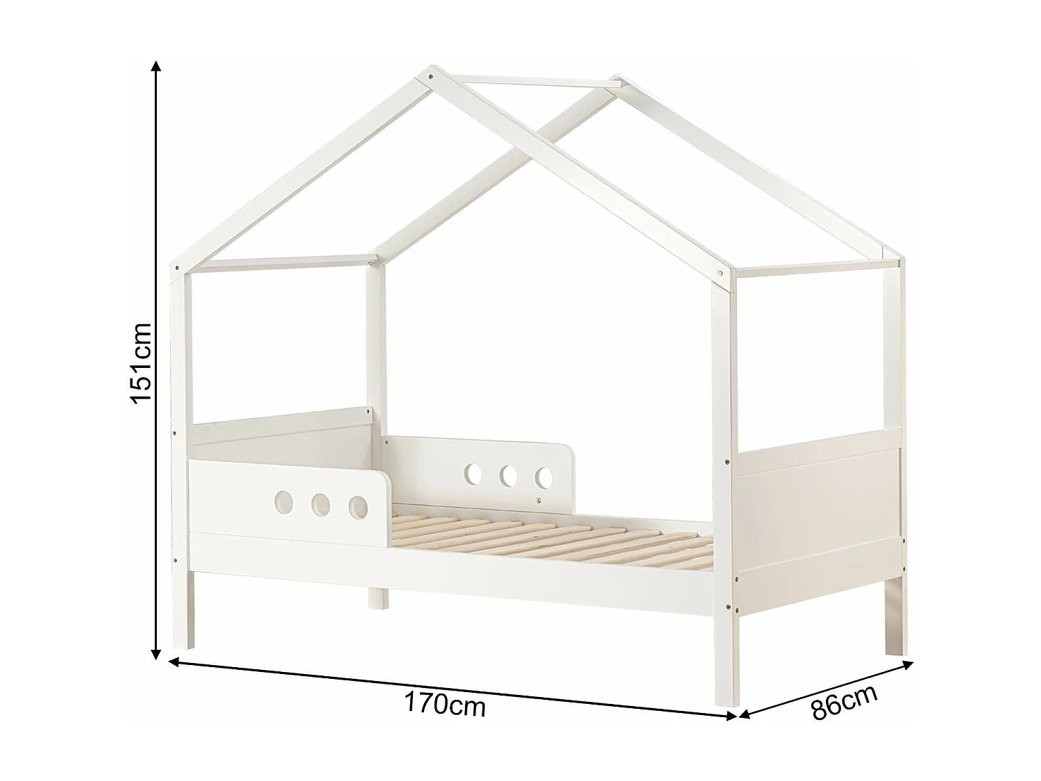 Lit pour Enfants Duhat 151x170x86 Pin Blanc Marron Clair Scandinave