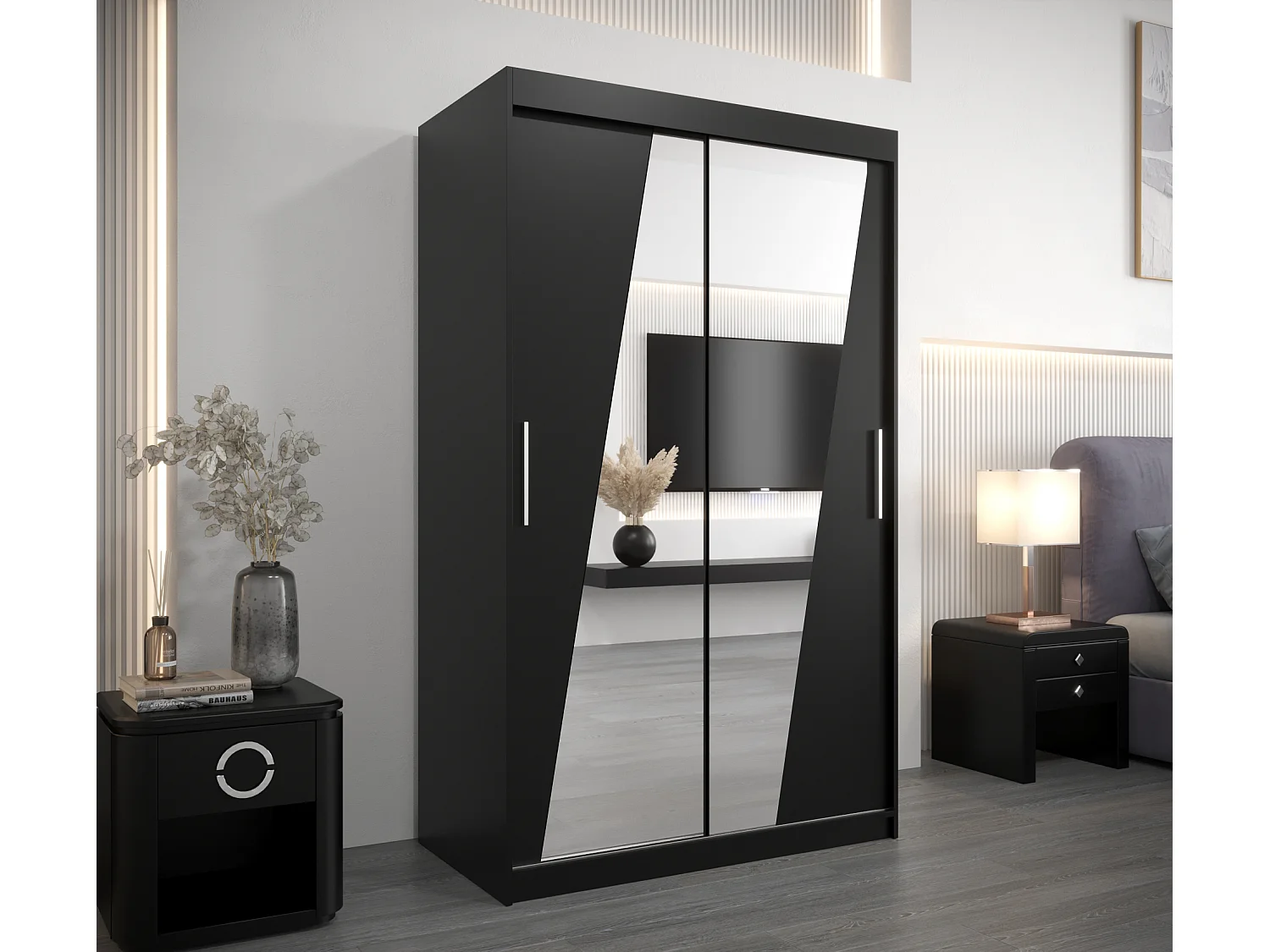 Armoire Rhomb À Portes Coulissantes 200/120/62 2 portes (Noir/Noir)