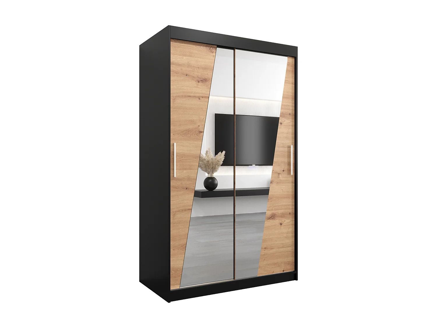 Armoire Rhomb À Portes Coulissantes 200/120/62 2 portes (Noir/Artisan)