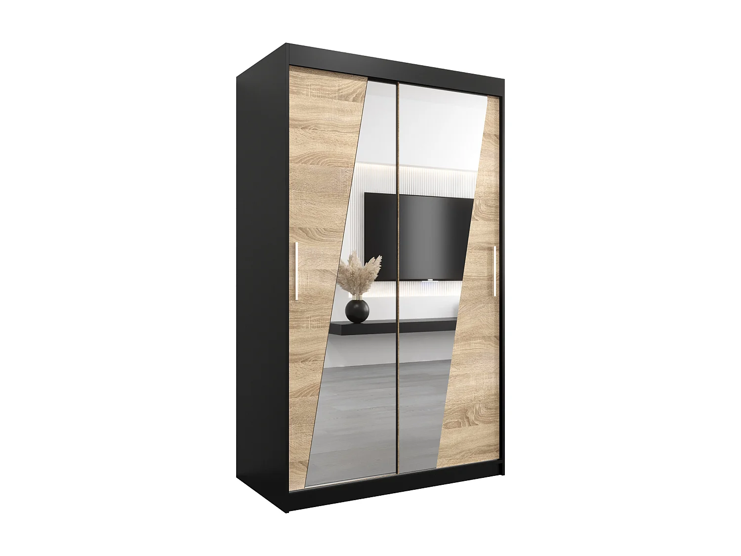 Armoire Rhomb À Portes Coulissantes 200/120/62 2 portes (Noir/Sonoma)