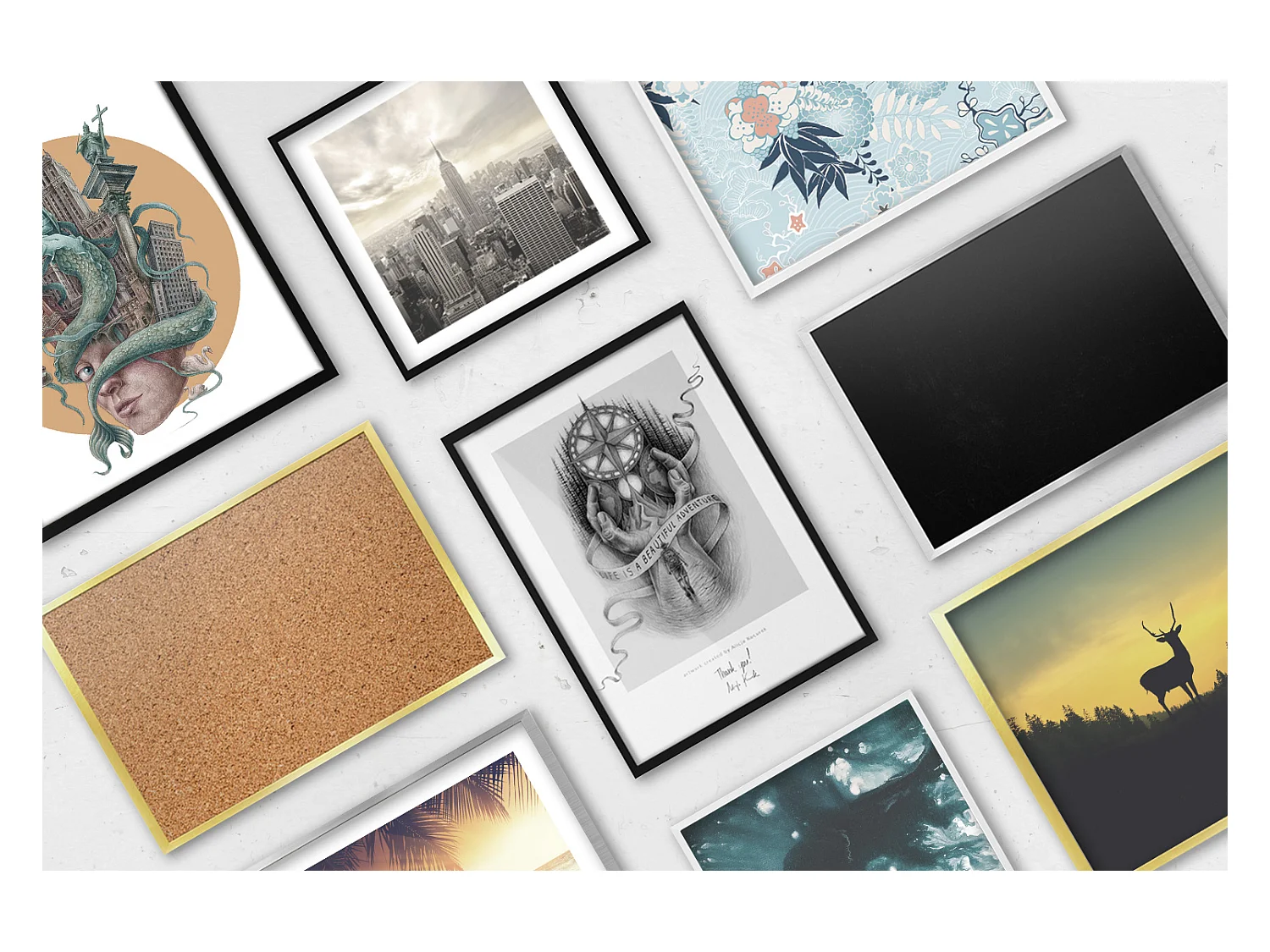 Cadre blanc élégant 70x100 cm - Cadre moderne pour posters et photos, montage vertical et horizontal