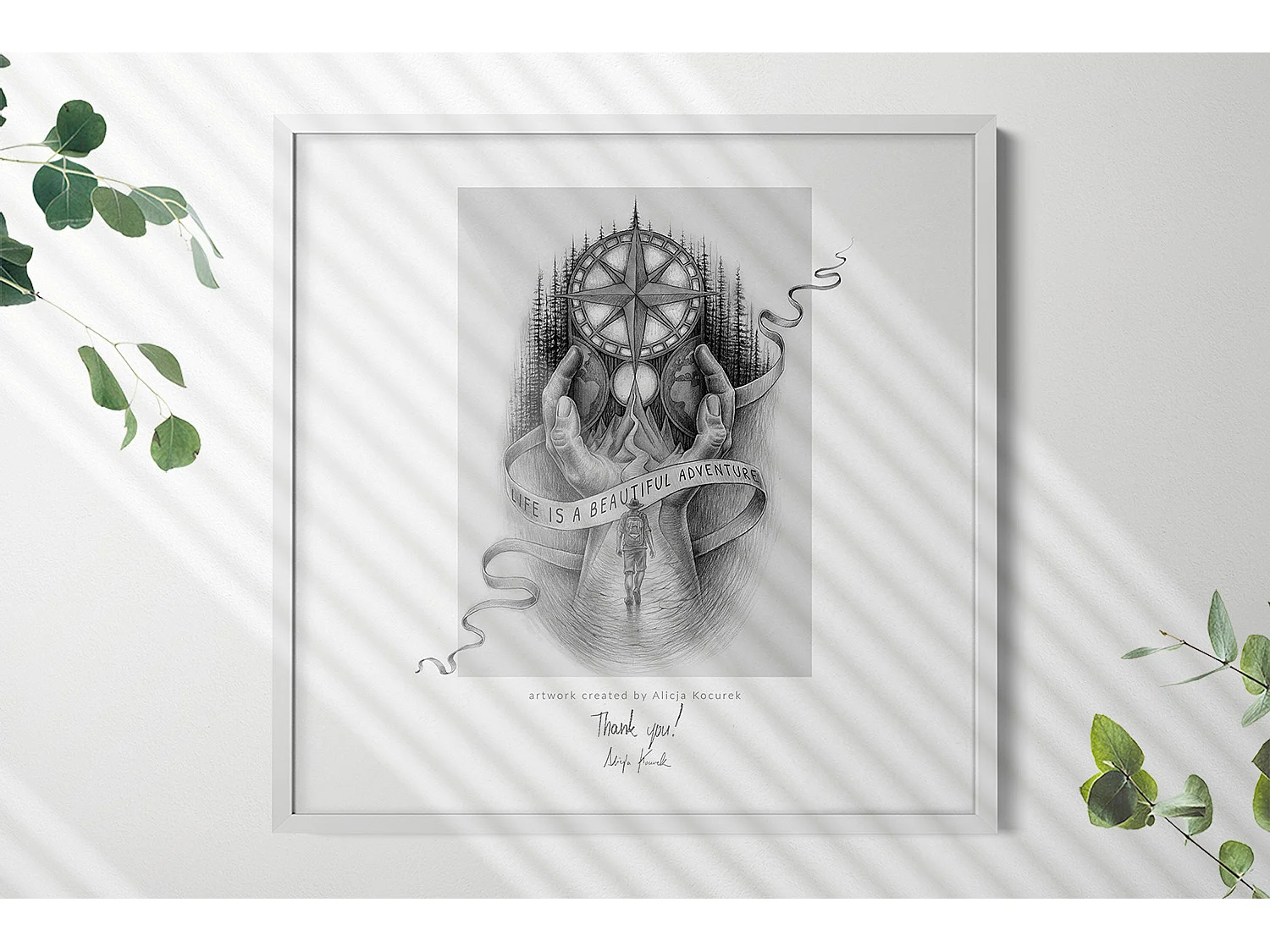 Rahmen für Fotos und Poster 50x50 cm - Weißer Rahmen, Acrylglas, vertikale und horizontale Montage