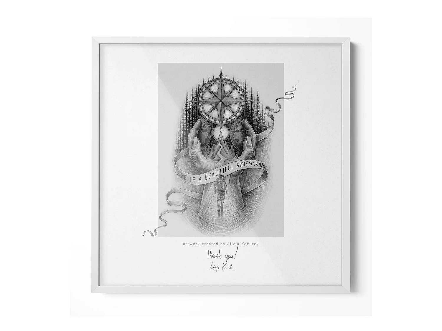 Cadre pour photos et affiches 50x50 cm - Cadre blanc, verre acrylique, montage vertical et horizontal
