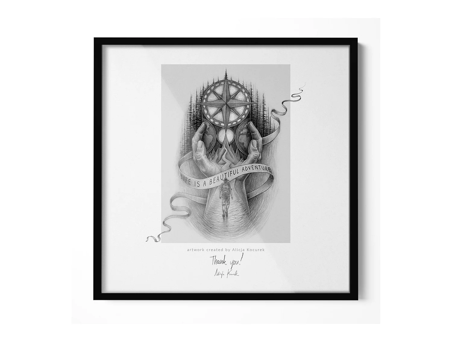 Cadre photo et poster 50x50 cm - Cadre noir, verre acrylique, montage vertical et horizontal