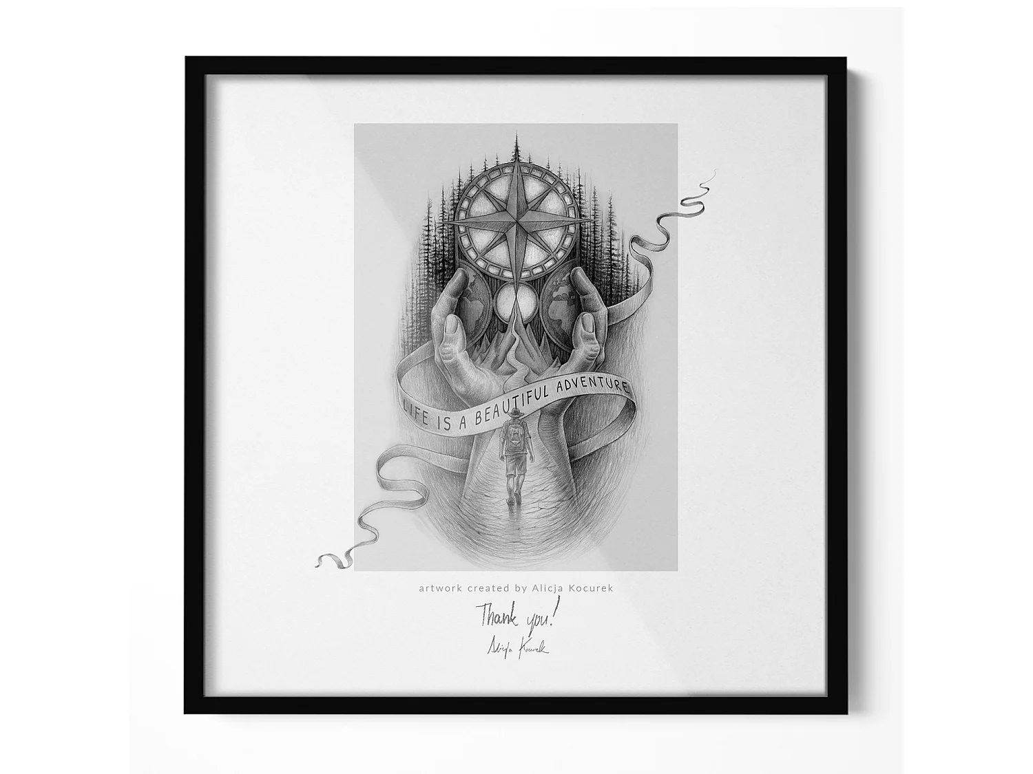 Foto- en posterlijst 50x50 cm - Zwarte lijst, acrylglas, verticale en horizontale montage