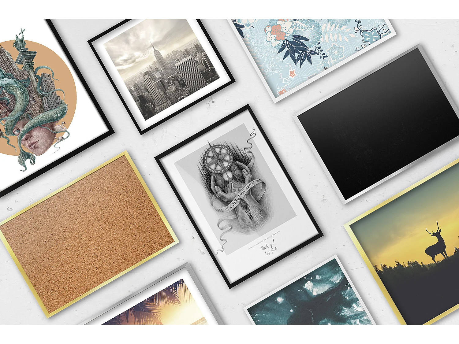 Cadre blanc moderne 40x60 cm - Décoration élégante pour photos et posters, montage vertical et horizontal