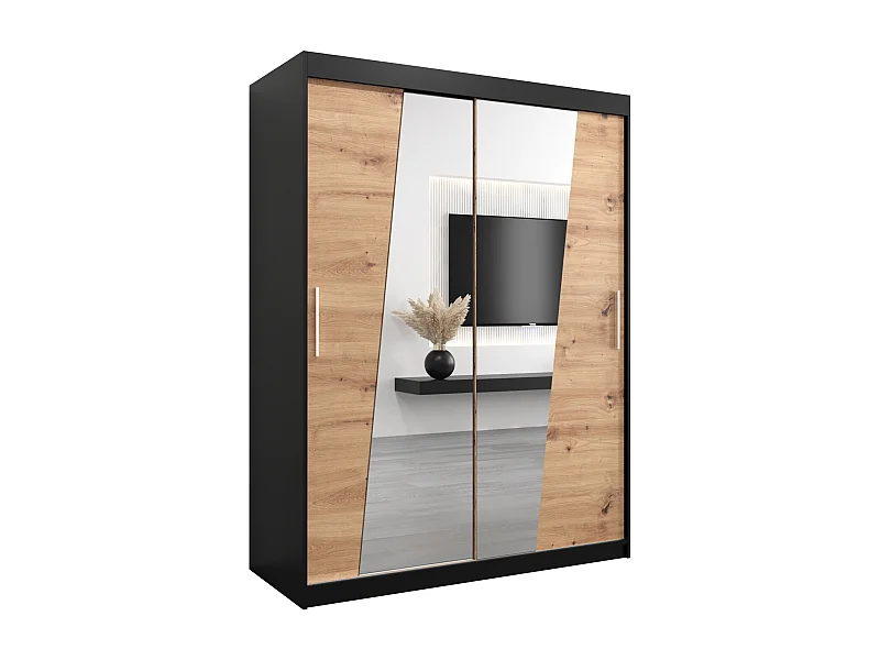 Armadio Rhomb ad ante scorrevoli 200/150/62 2 porte (nero/artisan)