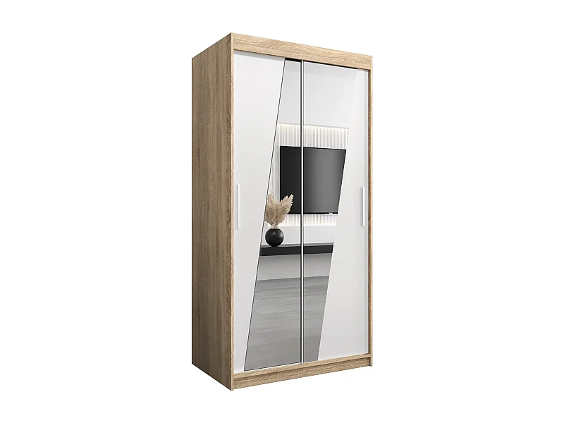 Armoire Rhomb À Portes Coulissantes 200/100/62 2 portes (Sonoma/Blanc)