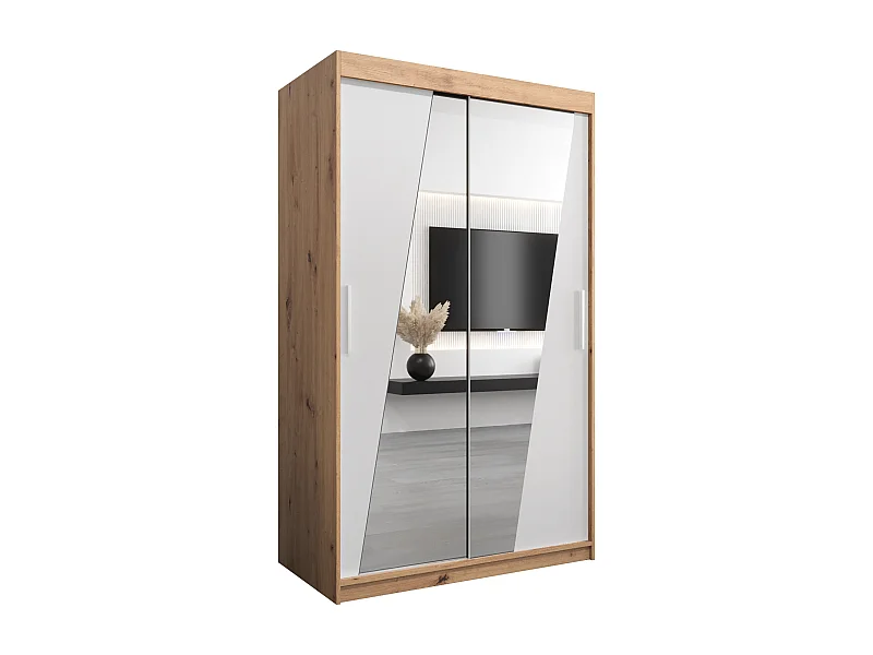 Armoire Rhomb À Portes Coulissantes 200/120/62 2 portes (Artisan/Blanc)