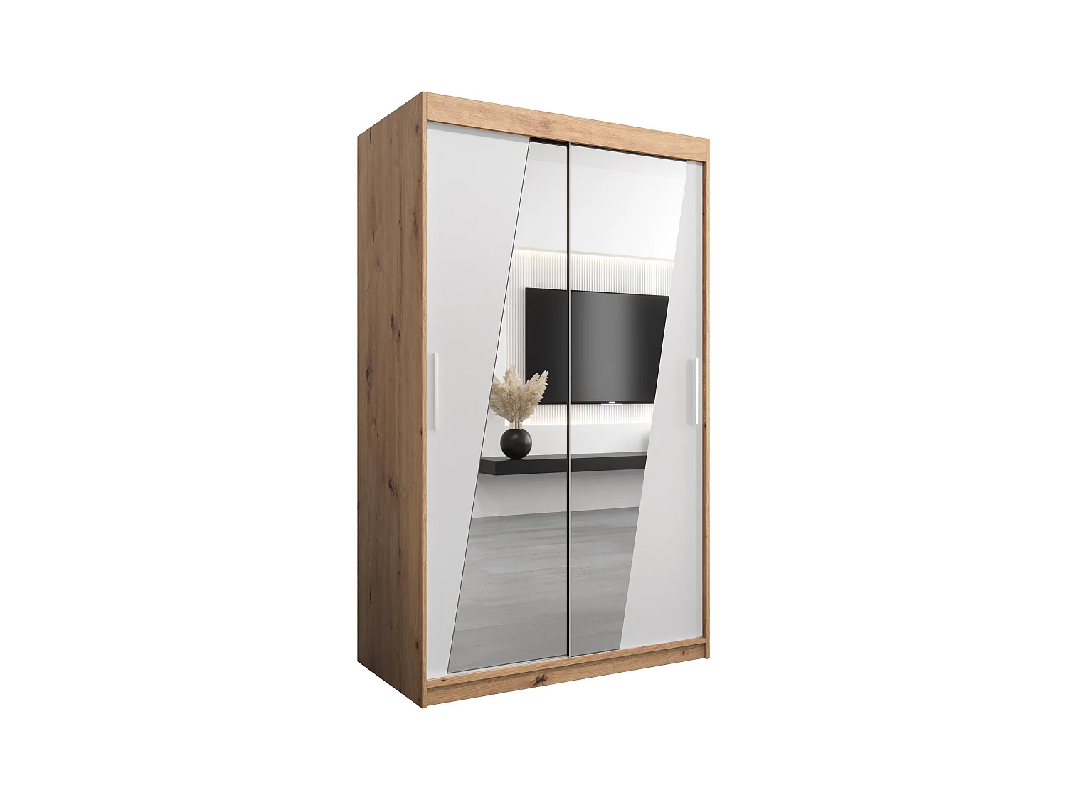 Armoire Rhomb À Portes Coulissantes 200/120/62 2 portes (Artisan/Blanc)