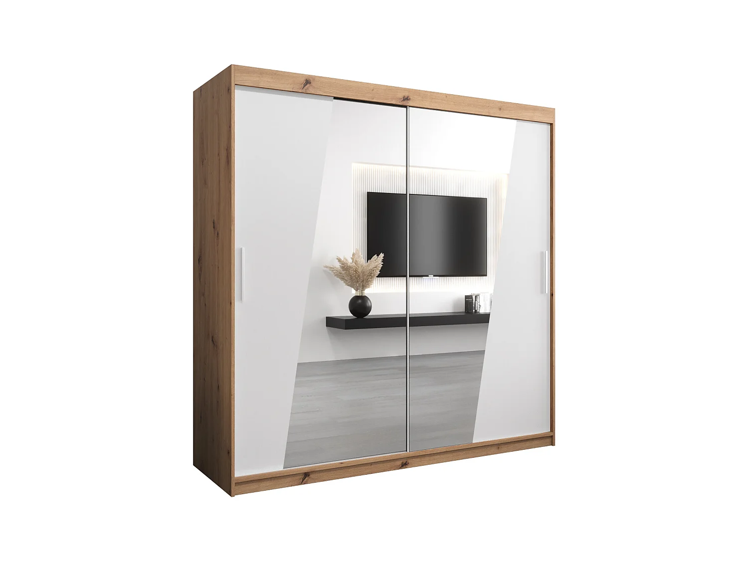 Armadio Rhomb ad ante scorrevoli 200/200/62 2 porte (artisan/bianco)