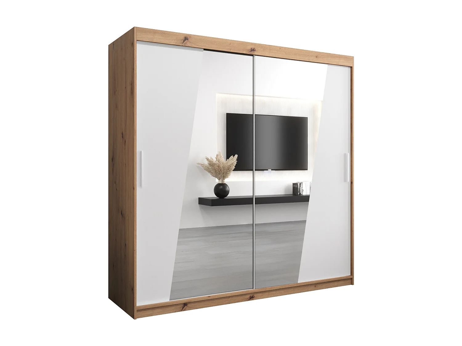 Armadio Rhomb ad ante scorrevoli 200/200/62 2 porte (artisan/bianco)