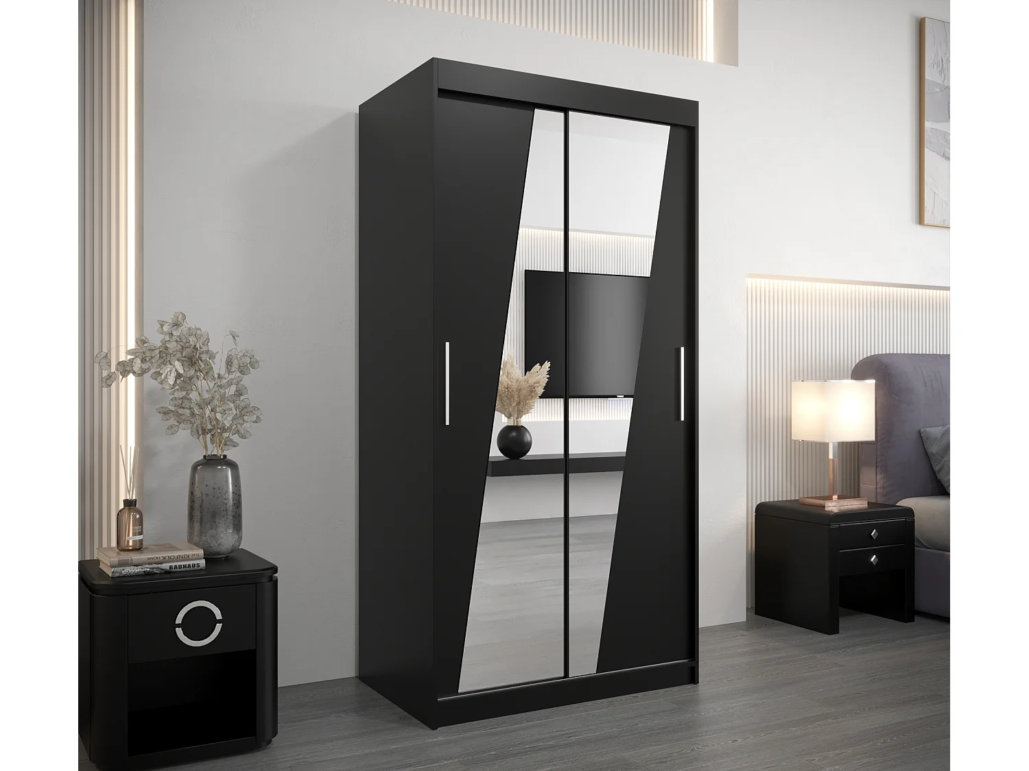 Armoire Rhomb À Portes Coulissantes 200/100/62 2 portes (Noir/Noir)