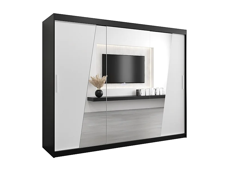 Armoire Rhomb À Portes Coulissantes 200/250/62 3 Portes (Noir/Blanc)