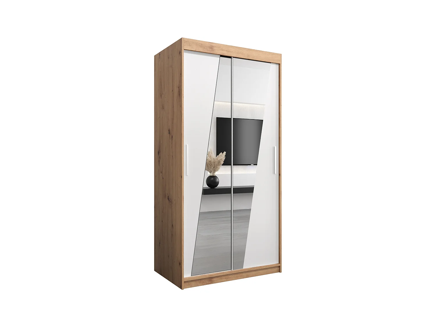 Armoire Rhomb À Portes Coulissantes 200/100/62 2 portes (Artisan/Blanc)