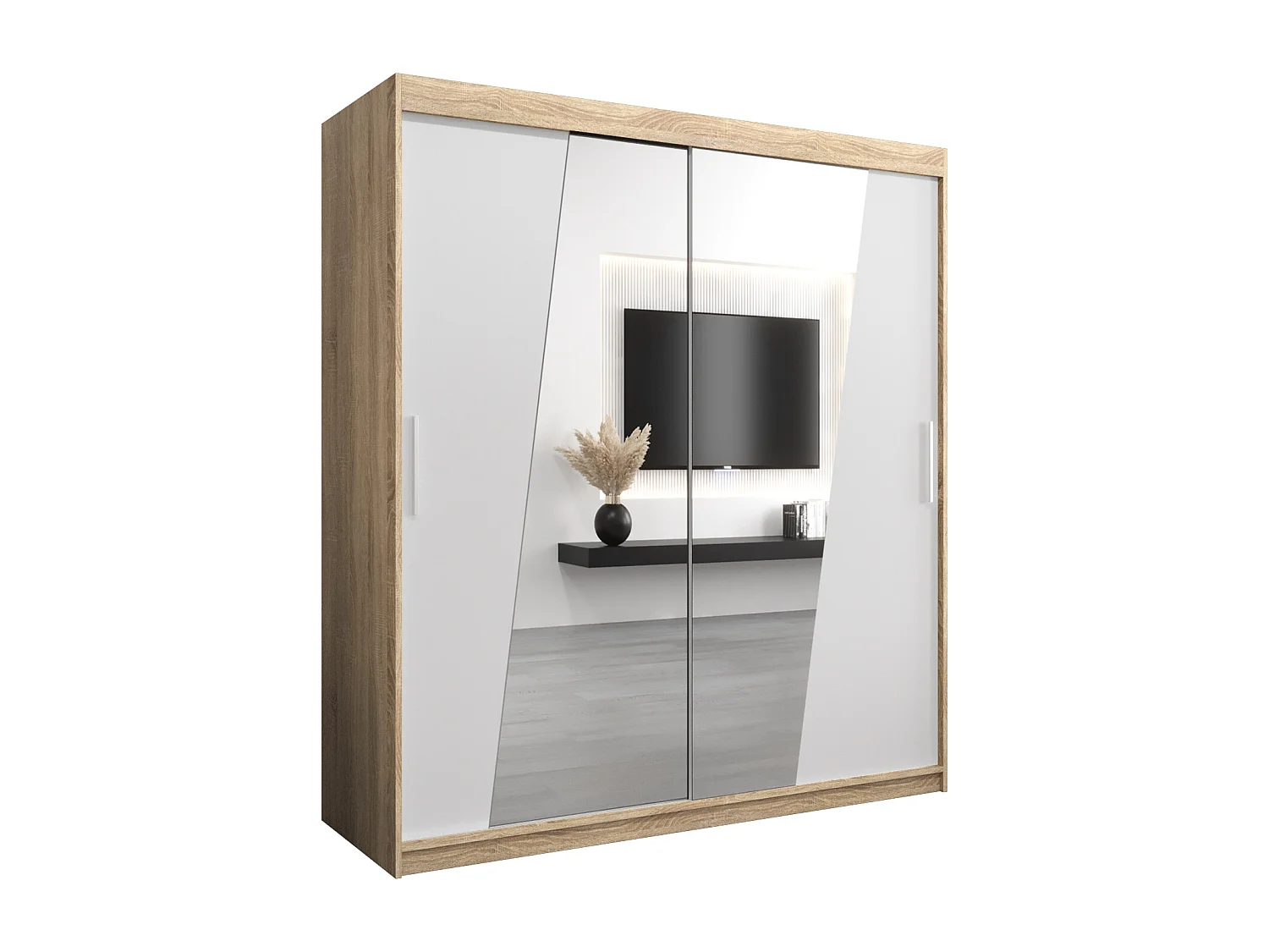 Elypse kledingkast met schuifdeuren 200/180/62 2 deuren (sonoma/wit)