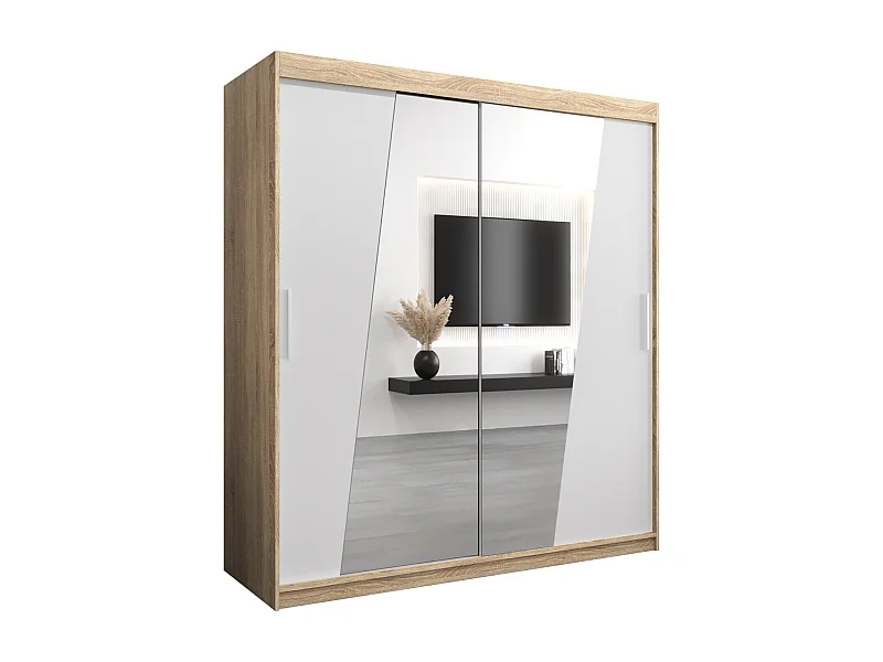 Armadio Rhomb ad ante scorrevoli 200/180/62 2 porte (sonoma/bianco)