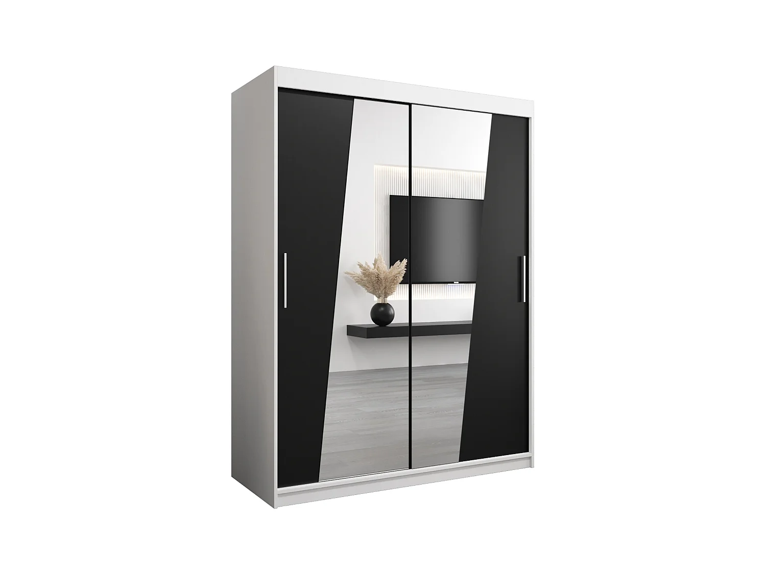 Armoire Rhomb À Portes Coulissantes 200/150/62 2 portes (Blanc/Noir)