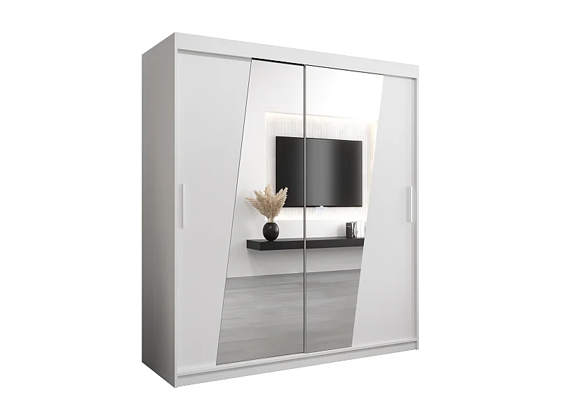 Armoire Rhomb À Portes Coulissantes 200/180/62 2 portes (Blanc/Blanc)