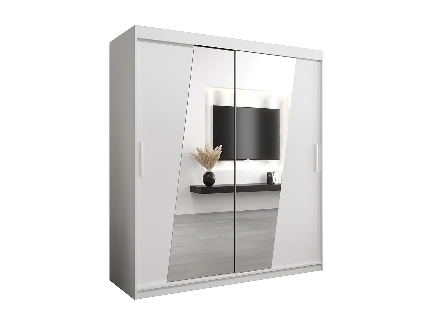 Armoire Rhomb À Portes Coulissantes 200/180/62 2 portes (Blanc/Blanc)