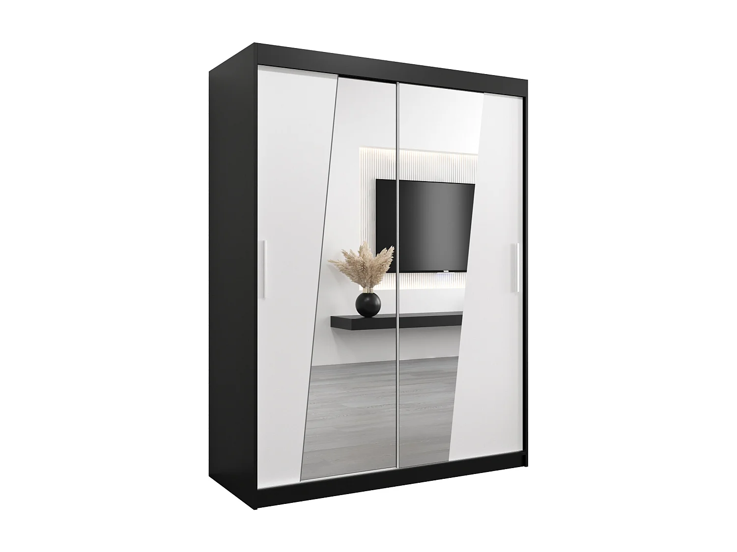 Armoire Rhomb À Portes Coulissantes 200/150/62 2 portes (Noir/Blanc)