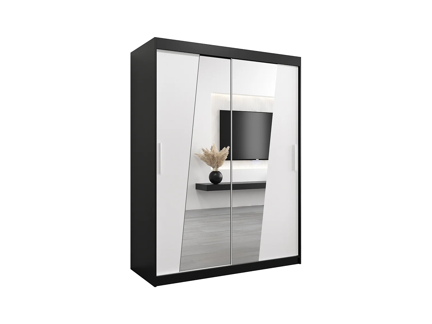 Armoire Rhomb À Portes Coulissantes 200/150/62 2 portes (Noir/Blanc)