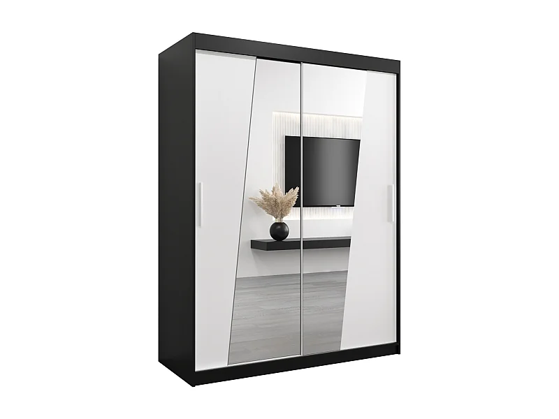 Armoire Rhomb À Portes Coulissantes 200/150/62 2 portes (Noir/Blanc)