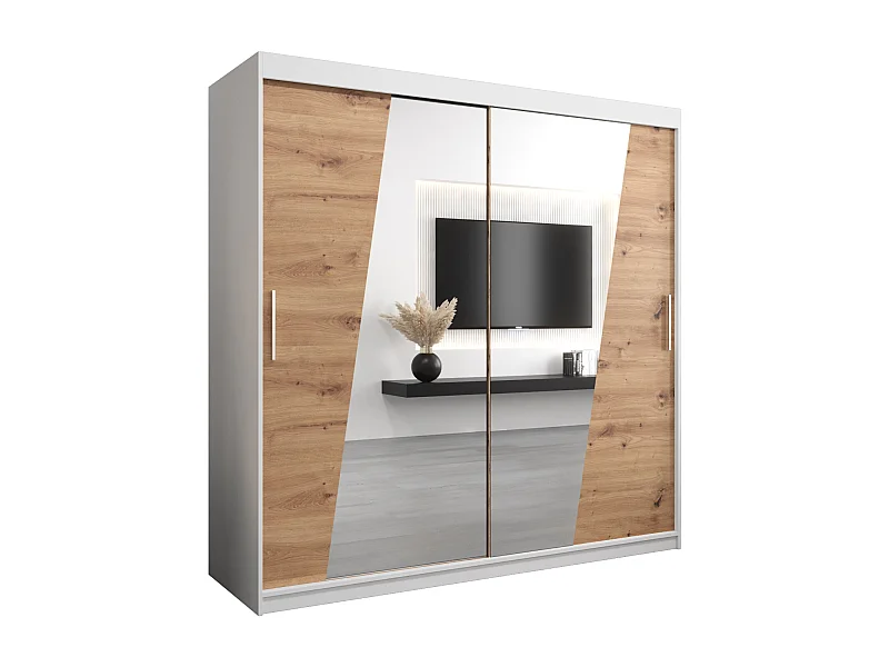 Armoire Rhomb À Portes Coulissantes 200/200/62 2 portes (Blanc/Artisan)
