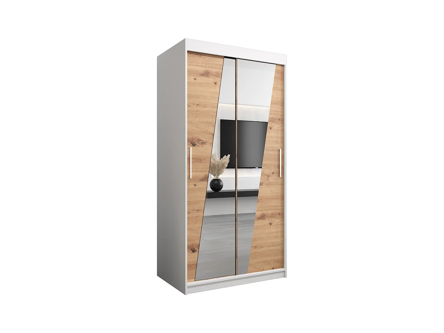Armoire Rhomb À Portes Coulissantes 200/100/62 2 portes (Blanc/Artisan)