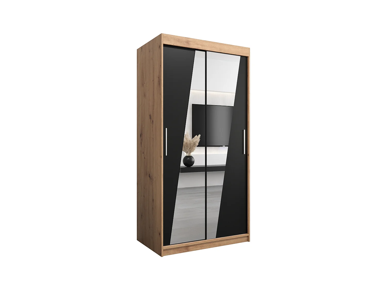 Armoire Rhomb À Portes Coulissantes 200/100/62 2 portes (Artisan/Noir)