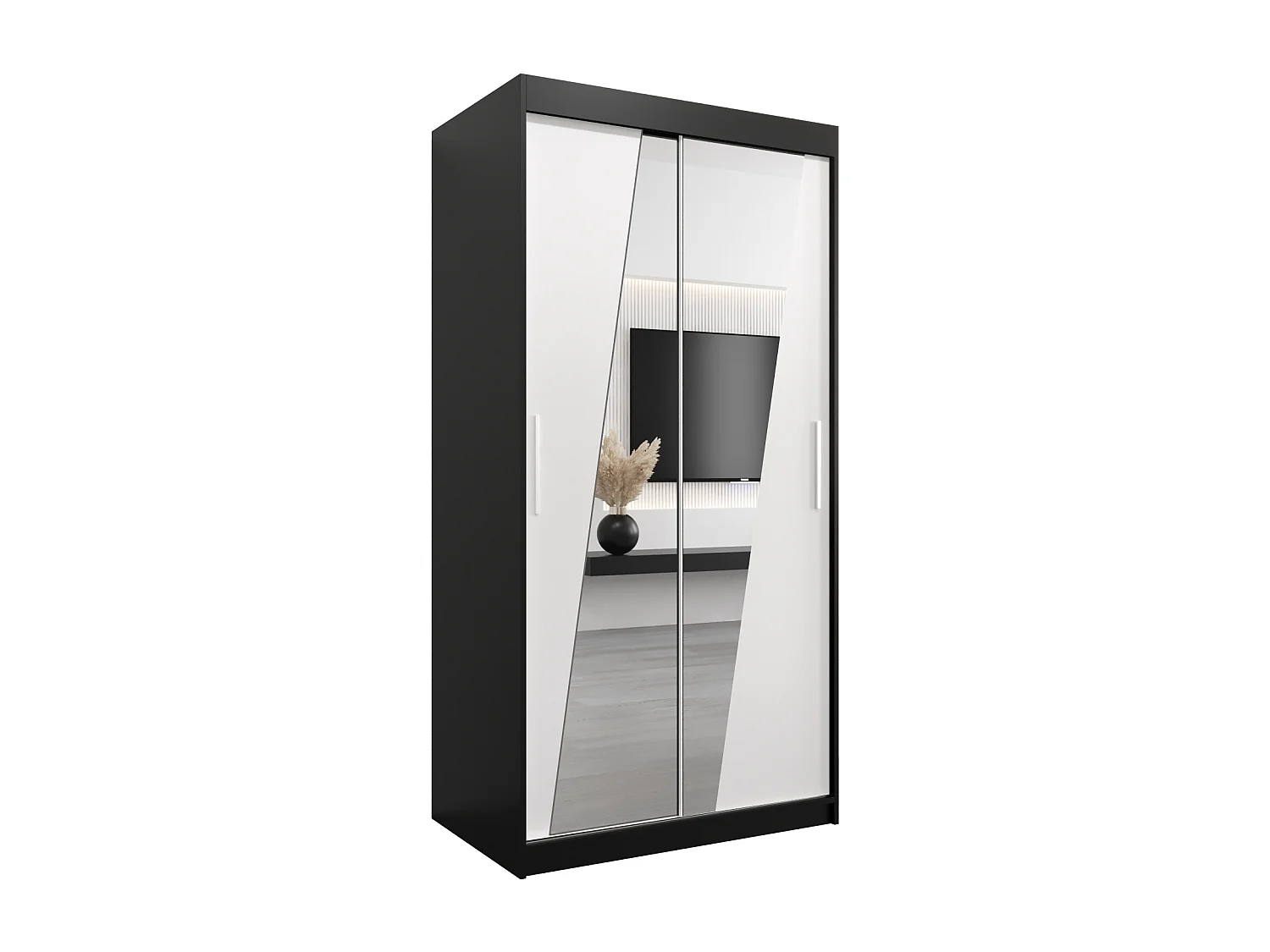 Armoire Rhomb À Portes Coulissantes 200/100/62 2 portes (Noir/Blanc)