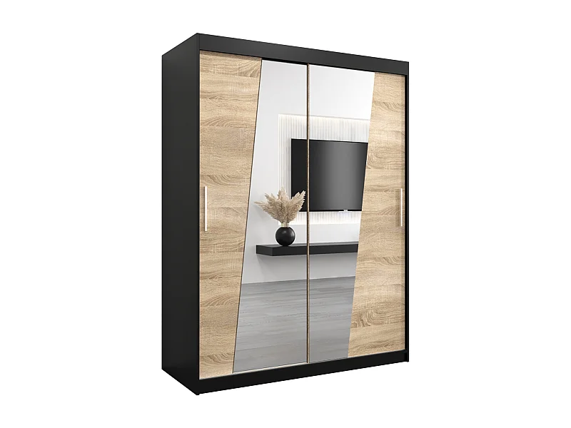 Armoire Rhomb À Portes Coulissantes 200/150/62 2 portes (Noir/Sonoma)