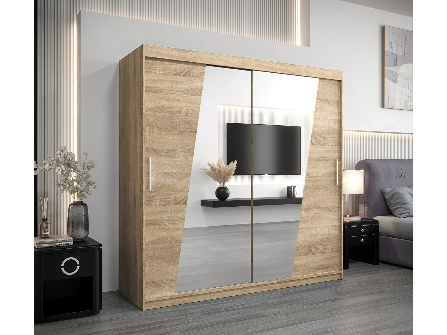 Armadio Rhomb ad ante scorrevoli 200/200/62 2 porte (sonoma/sonoma)