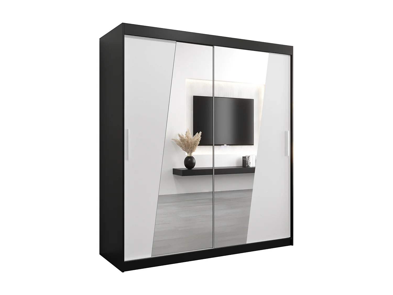 Armoire Rhomb À Portes Coulissantes 200/180/62 2 portes (Noir/Blanc)